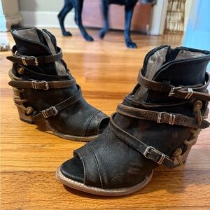 Women's Black Strappy Ankle Boots